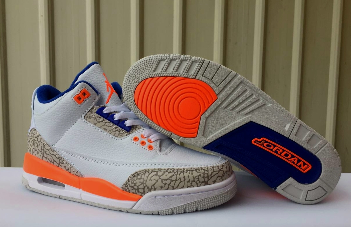 2019 Air Jordan 3 Retro White Orange Blue Shoes